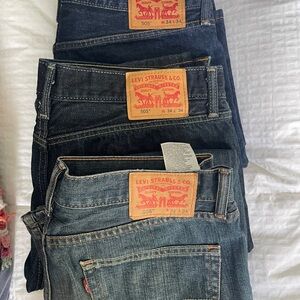 Levi's Men's Dark and Light Blue Straight Jeans